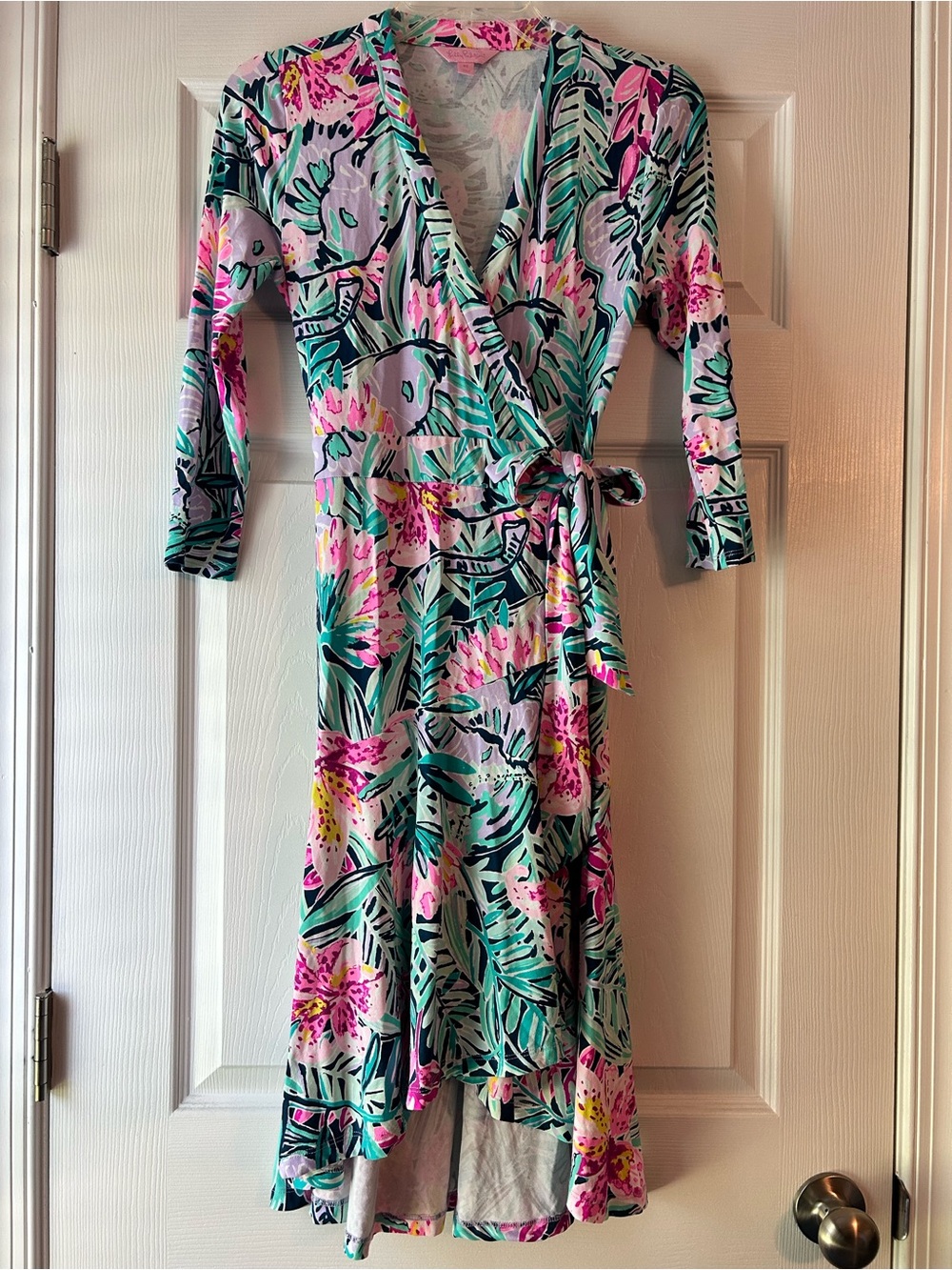 Lilly Pulitzer Floral Wrap Dress in Pink & Teal - Women's Wrap Dress